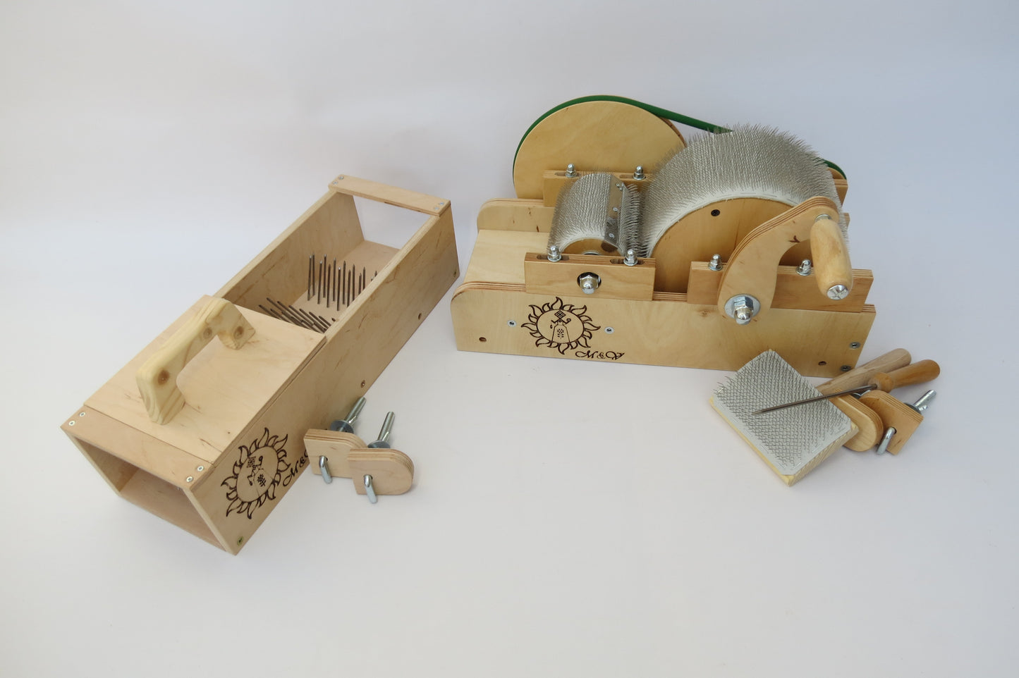 Set: Wooden Drum Carder for wool and Wool picker - Drum Carder for wool 72 TPI / 96 TPI /120 TPI